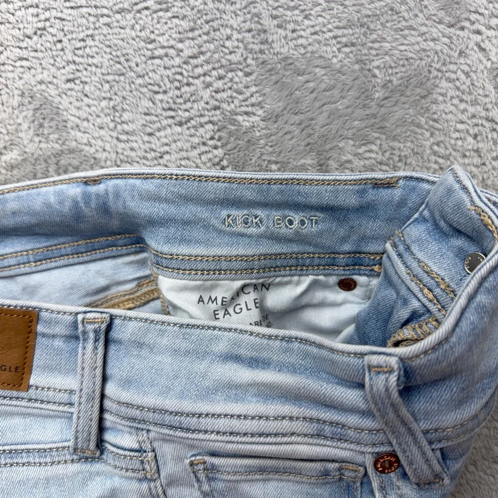 American Eagle Jeans Womens 2 Light Blue Kick Boot Bootcut Stretch Denim Denim